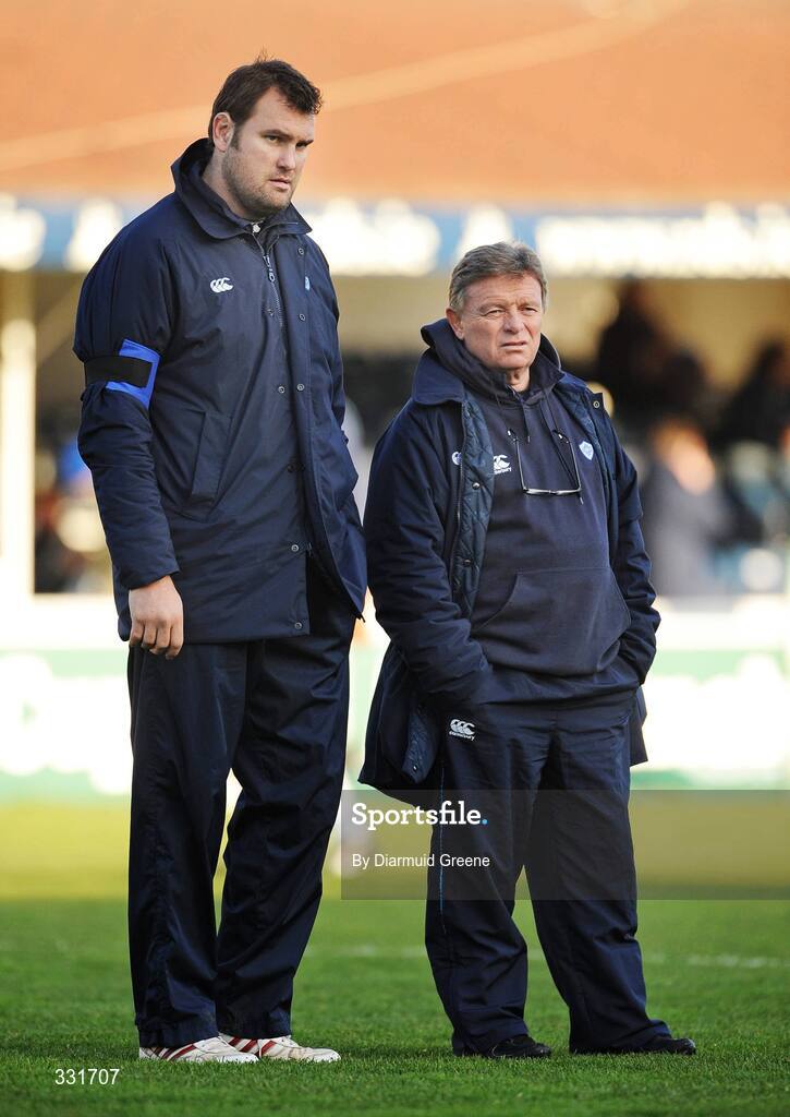 6 December 2008; Castres Olympique coach Jeremy Davidson, left, along with head coach Alain Gaillard. Heineken Cup, Pool 2, Round 3, Leinster v Castres Olympique, RDS, Dublin. Picture credit: Diarmuid Greene / SPORTSFILE