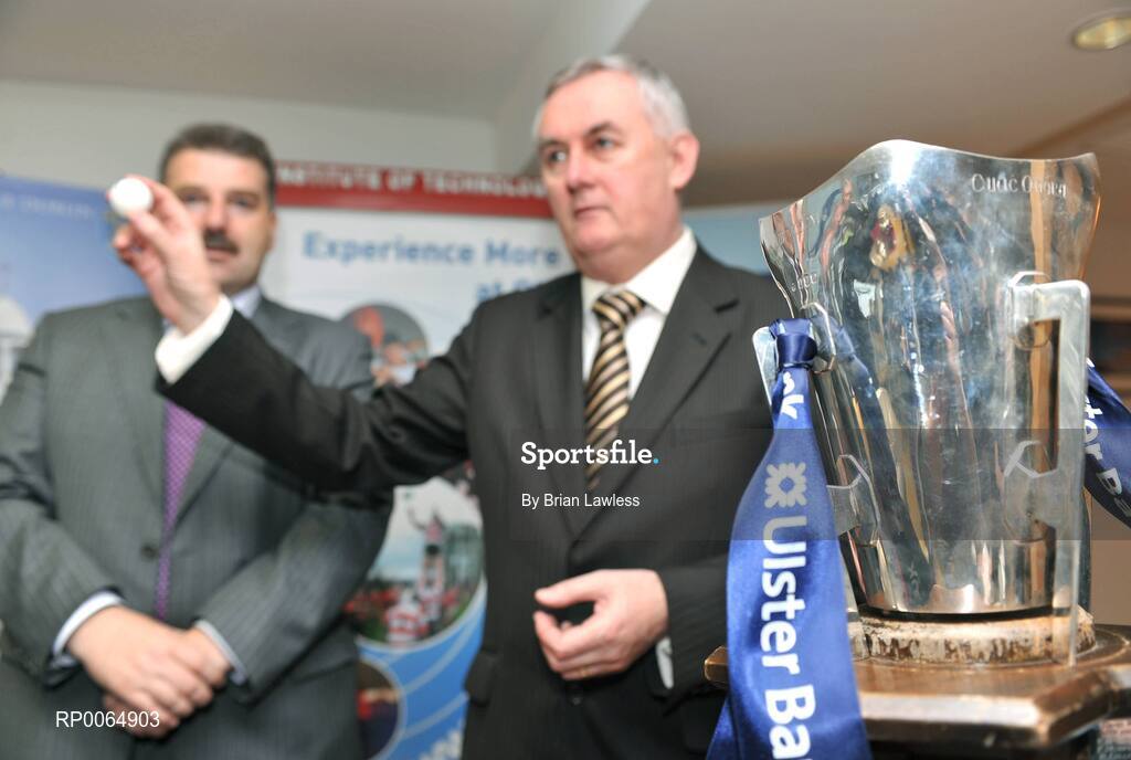 10 December 2008; Student GAA stars learned their fate in the 2009 Ulster Bank Higher Education Championship Draws at Croke Park today. At the draw are Christy Cooney, GAA President elect, and Seán Healy, Managing Director Sales Business Banking, Ulster Bank, left. University of Ulster Jordanstown and Waterford Institute of Technology will defend their respective Ulster Bank Sigerson and Fitzgibbon Cup crowns in the highly anticipated 2009 Championships. Over 100 teams will be battling it in all divisions for a place at the finals weekend hosted by Cork Institute of Technology, football, and Trinity College Dublin, hurling. Croke Park, Dublin. Picture credit: Brian Lawless / SPORTSFILE
