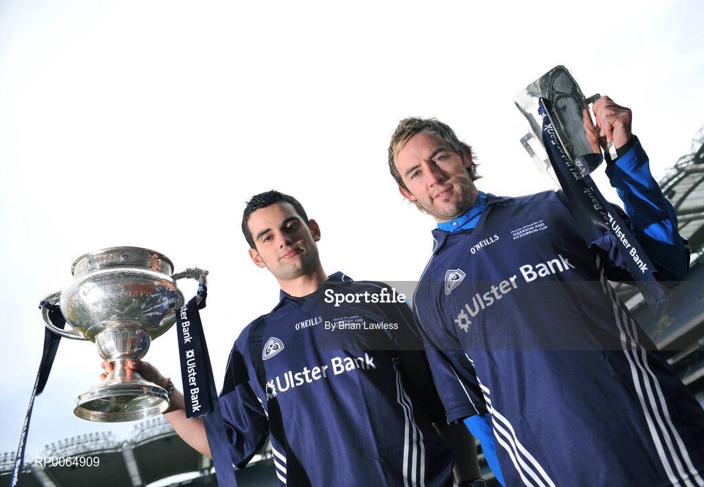 10 December 2008; Student GAA stars Ray McLoughney, Waterford IT / Tipperary and Conor Mortimer, DCU / Mayo, are pictured pitch side in Croke Park as the 2009 Higher Education Championship draws took place. University of Ulster Jordanstown and Waterford Institute of Technology will defend their respective Ulster Bank Sigerson and Fitzgibbon Cup crowns in the highly anticipated 2009 Championships. Over 100 teams will be battling it in all divisions for a place at the finals weekend hosted by Cork Institute of Technology, football, and Trinity College Dublin, hurling. Croke Park, Dublin. Picture credit: Brian Lawless / SPORTSFILE