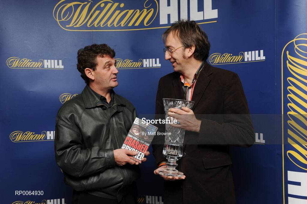 11 December 2008; Crashed and Byrned by former motorsport driver Tommy Byrne with Mark Hughes has today been named the William Hill Irish Sports Book of the Year for 2008. Pictured is Tommy Byrne and Author, Mark Hughes at the presentation. William Hill Bookmakers, Dame Street, Dublin. Picture credit: Matt Browne / SPORTSFILE