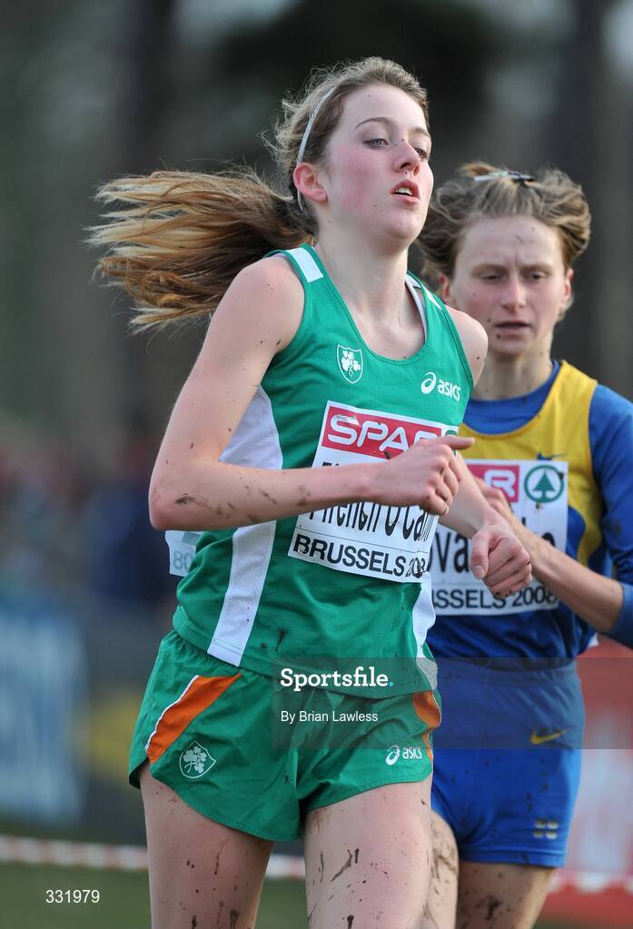 14 December 2008; Ireland's Charlotte Ffrench O'Carroll on her way to finishing 15th in the Junior Women's event during the 2008 European Cross Country Championships. The Ireland Junior Women's team finished 4th overall. Parc de Laeken, Brussels, Belgium. Picture credit: Brian Lawless / SPORTSFILE