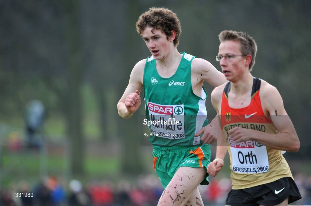 14 December 2008; Ireland's Michael Mulhare in action in the Junior Men's event during the 2008 European Cross Country Championships. Parc de Laeken, Brussels, Belgium. Picture credit: Brian Lawless / SPORTSFILE