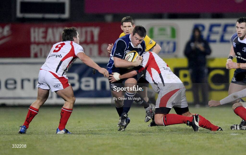 27 December 2008; Cian Healy, Leinster, in action against Issac Boss and Brendon Botha, Ulster. Magners League, Ulster v Leinster, Ravenhill Park, Belfast, Co. Antrim. Picture credit: Oliver McVeigh / SPORTSFILE