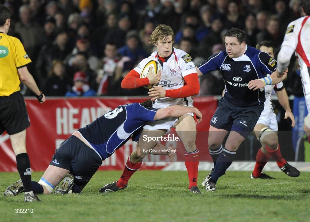 27 December 2008; Andrew Trimble, Ulster, in action against Jamie Heaslip, Leinster. Magners League, Ulster v Leinster, Ravenhill Park, Belfast, Co. Antrim. Picture credit: Oliver McVeigh / SPORTSFILE