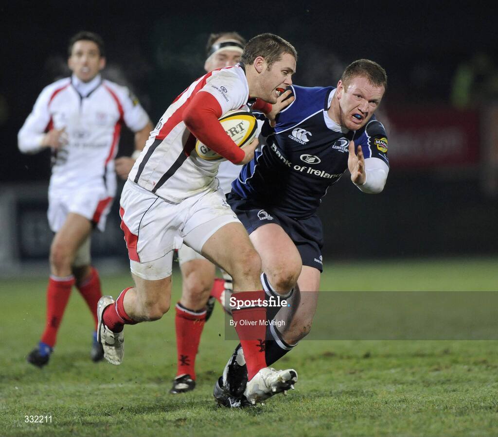27 December 2008; Darren Cave, Ulster, in action against Stephen Keogh, Leinster. Magners League, Ulster v Leinster, Ravenhill Park, Belfast, Co. Antrim. Picture credit: Oliver McVeigh / SPORTSFILE