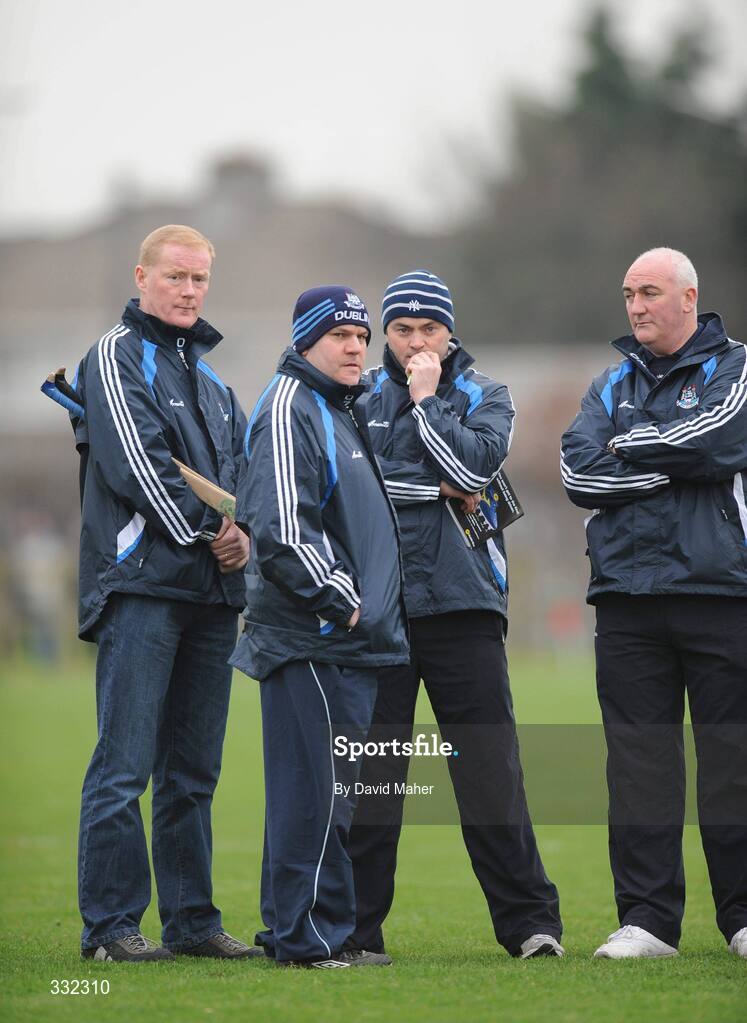 1 January 2009; Dublin manager Anthony Daly, second from right, with Dublin selectors left to right, Richie Stacklum, Vincent Teehan and Ciaran Hetherton. Hurling Challenge Game, Dublin v Dub Stars, Páirc Barróg, Kilbarrack, Dublin. Picture credit: David Maher / SPORTSFILE