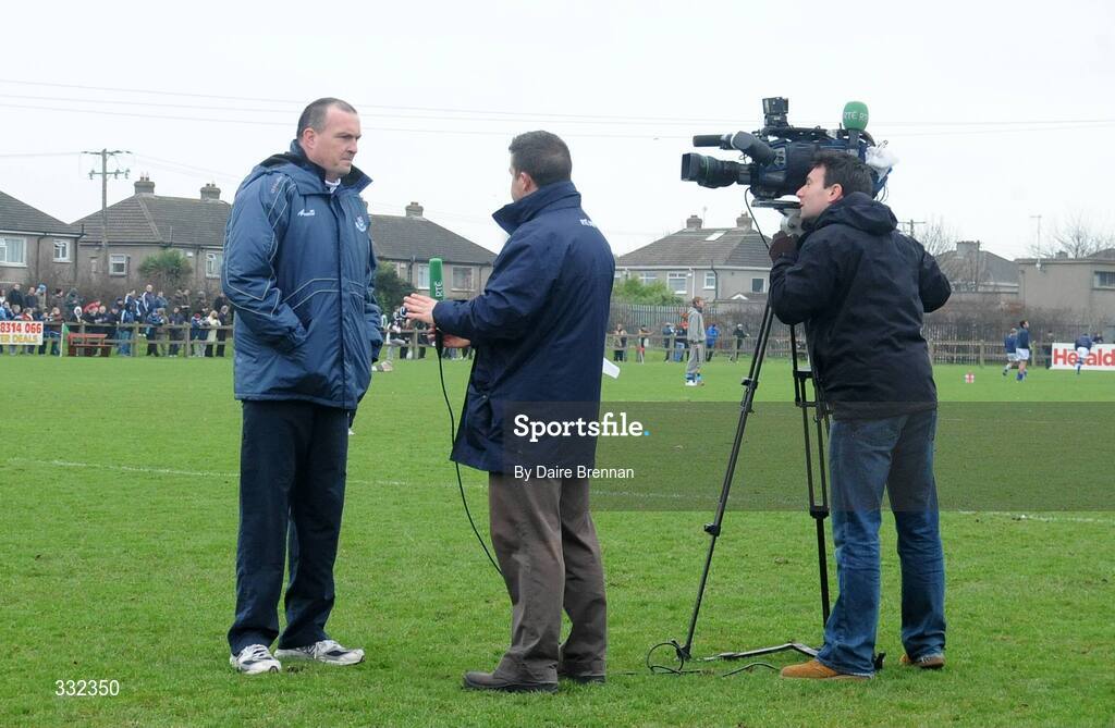 1 January 2009; Dublin manager Pat Gilroy being interviewed before the game. Dublin v Dub Stars, Football Challenge Game, Páirc Barróg, Kilbarrack, Dublin. Picture credit: Daire Brennan / SPORTSFILE
