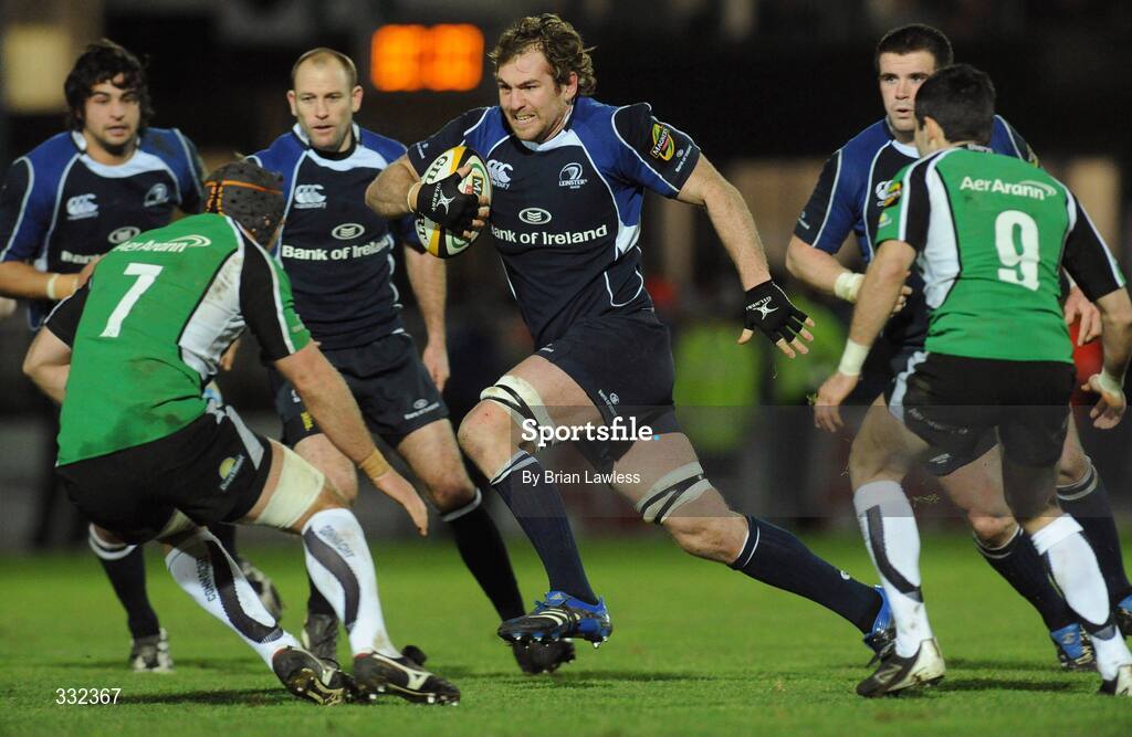 2 January 2009; Rocky Elsom, Leinster, in action against John Muldoon, left, and Frank Murphy, Connacht. Leinster v Connacht, Magners League, RDS, Dublin. Picture credit: Brian Lawless / SPORTSFILE
