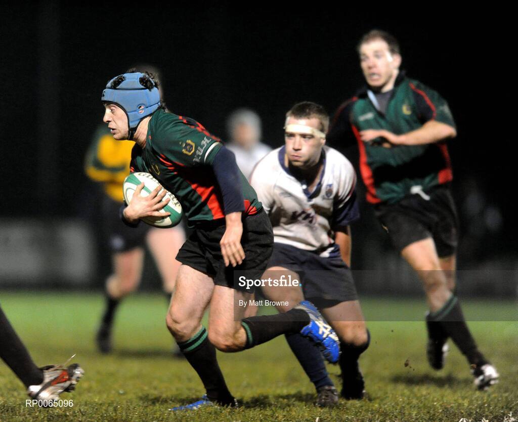 19 December 2008; Beaumont Hospital Rugby Team sponsored by Vhi SwiftCare Clinics raise the Hospitals Cup for the 2nd time in a row! Patrick Lee, St Vincents Hospital, in action against Beaumont Hospital. Dublin Hospitals Cup Final, Beaumont Hosptial v St Vincents University Hospital, Old Belvedere RFC, Anglesea Road, Dublin. Picture credit: Matt Browne / SPORTSFILE