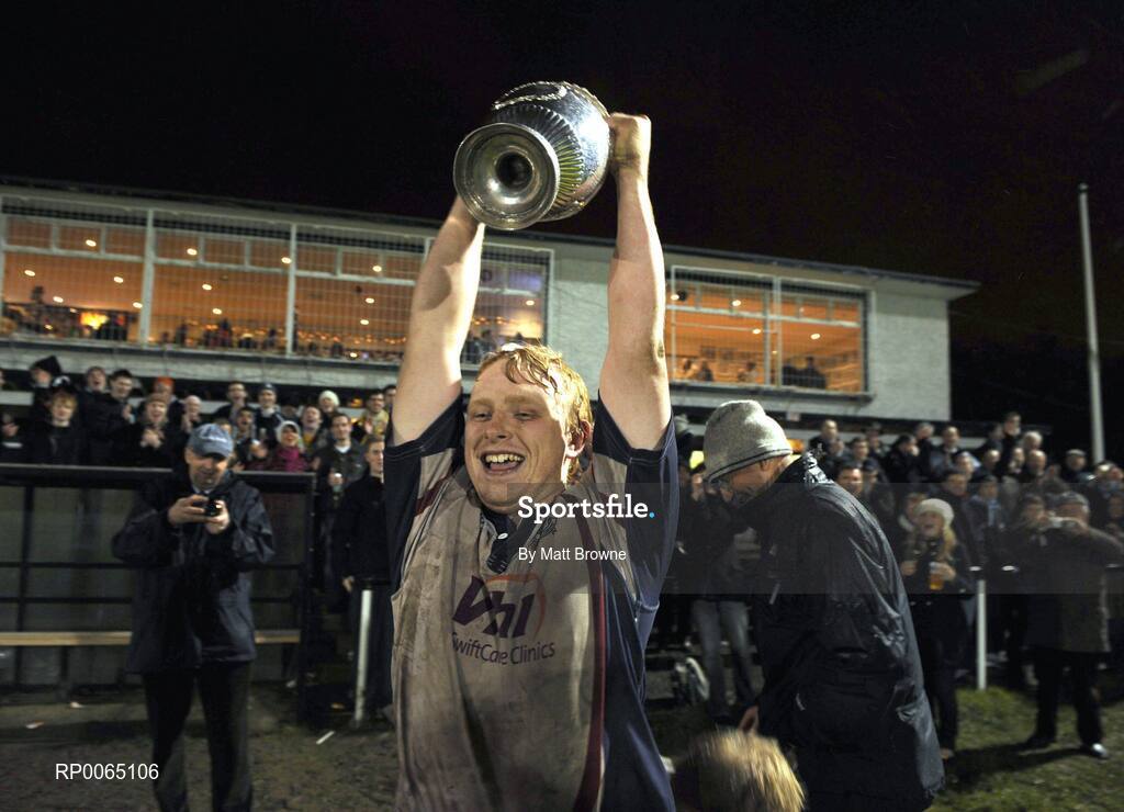 19 December 2008; Beaumont Hospital Rugby Team sponsored by Vhi SwiftCare Clinics raise the Hospitals Cup for the 2nd time in a row! Team Captain Jarlath Bolger lifts the famous cup after a hard fought 10-6 victory against the St. Vincent's University Hospital team at Old Belvedere. Dublin Hospitals Cup Final, Beaumont Hosptial v St Vincents University Hospital, Old Belvedere RFC, Anglesea Road, Dublin. Picture credit: Matt Browne / SPORTSFILE