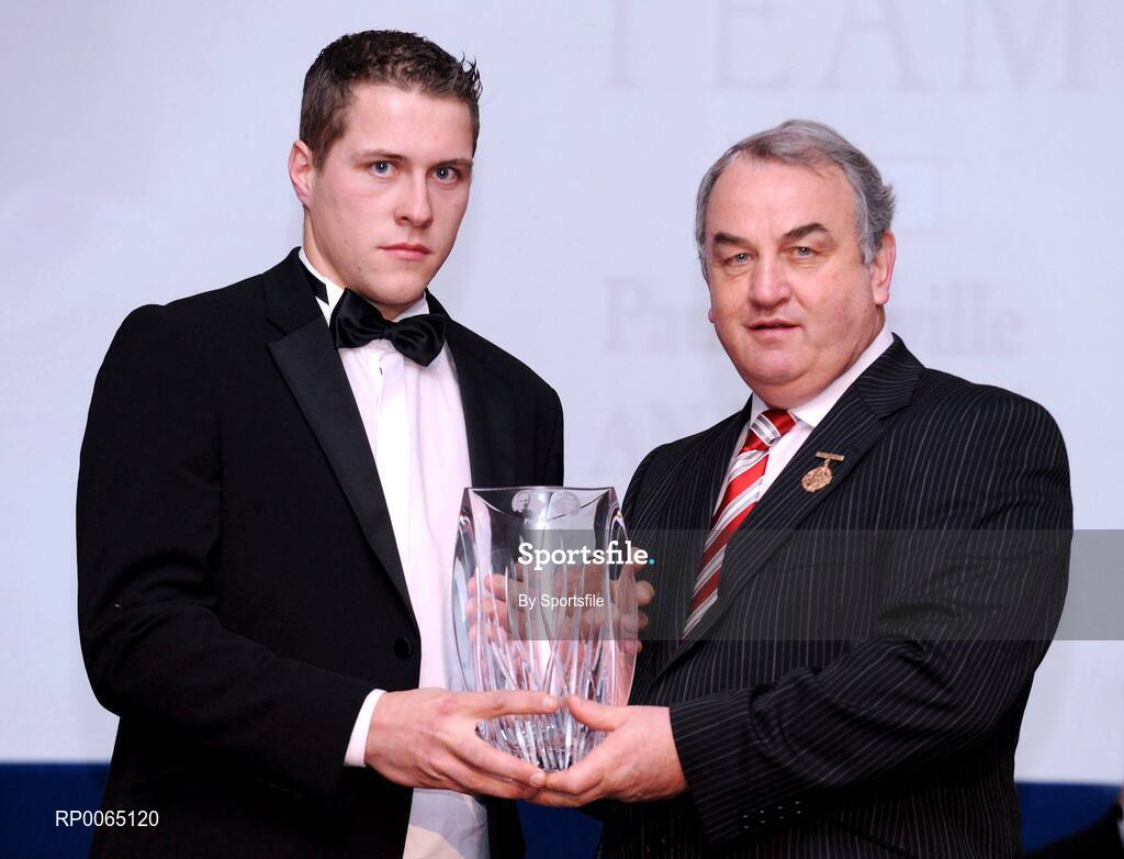 19 December 2008; Paul Greville, Westmeath, is presented with his Christy Ring award by GAA President Nickey Brennan at the 2008 Christy Ring / Nicky Rackard Champion 15 & Rounders All Star Awards. Croke Park, Dublin. Photo by Sportsfile