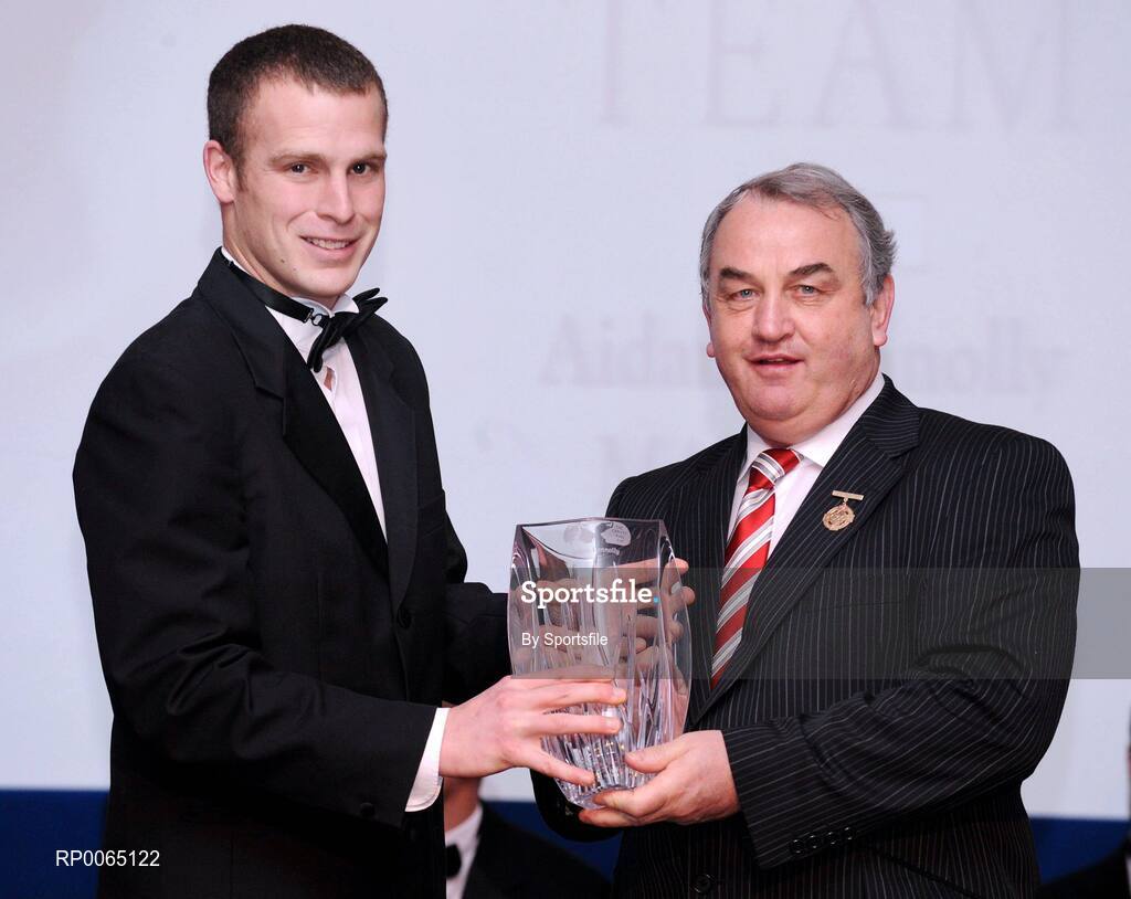 19 December 2008; Aidan Connolly, Mayo, is presented with his Christy Ring award by GAA President Nickey Brennan at the 2008 Christy Ring / Nicky Rackard Champion 15 & Rounders All Star Awards. Croke Park, Dublin. Photo by Sportsfile