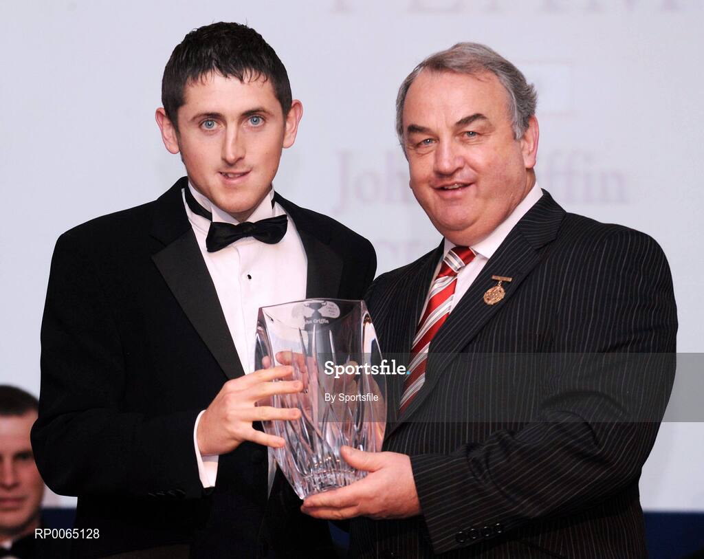 19 December 2008; John Griffin, Kerry, is presented with his Christy Ring award by GAA President Nickey Brennan at the 2008 Christy Ring / Nicky Rackard Champion 15 & Rounders All Star Awards. Croke Park, Dublin. Photo by Sportsfile