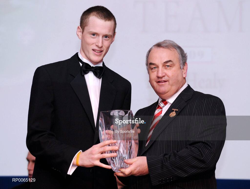 19 December 2008; Niall Healy, London, is presented with his Christy Ring award by GAA President Nickey Brennan at the 2008 Christy Ring / Nicky Rackard Champion 15 & Rounders All Star Awards. Croke Park, Dublin. Photo by Sportsfile