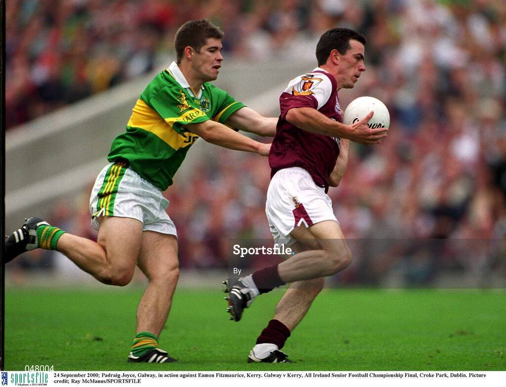 24 September 2000; Padraic Joyce, Galway, in action against Eamon Fitzmaurice, Kerry. Galway v Kerry, All Ireland Senior Football Championship Final, Croke Park, Dublin. Picture credit; Ray McManus/SPORTSFILE