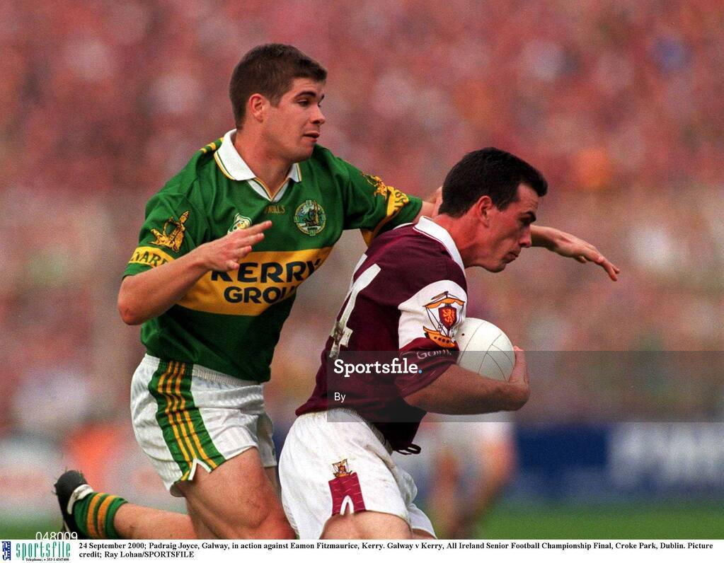 24 September 2000; Padraic Joyce, Galway, in action against Eamon Fitzmaurice, Kerry. Galway v Kerry, All Ireland Senior Football Championship Final, Croke Park, Dublin. Picture credit; Ray Lohan/SPORTSFILE