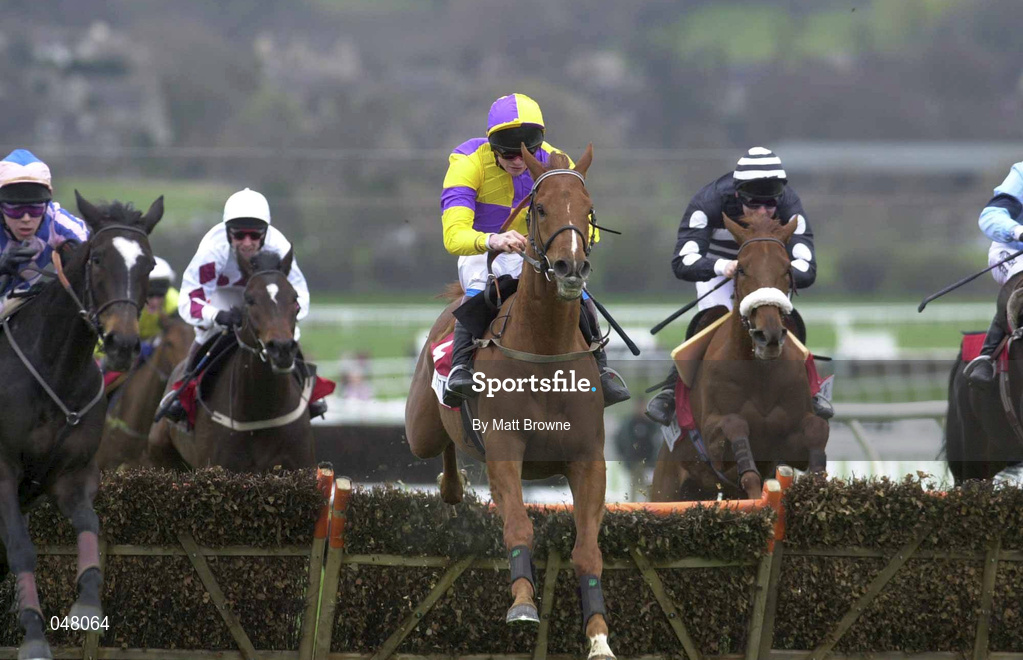 16 March 2000; General Cloney, with Ruby Walsh up, centre, clear the last in the Elite Racing Club Triump hurdle during day three of the Cheltenham Racing Festival at Prestbury Park in Cheltenham, England. Photo by Matt Browne/Sportsfile