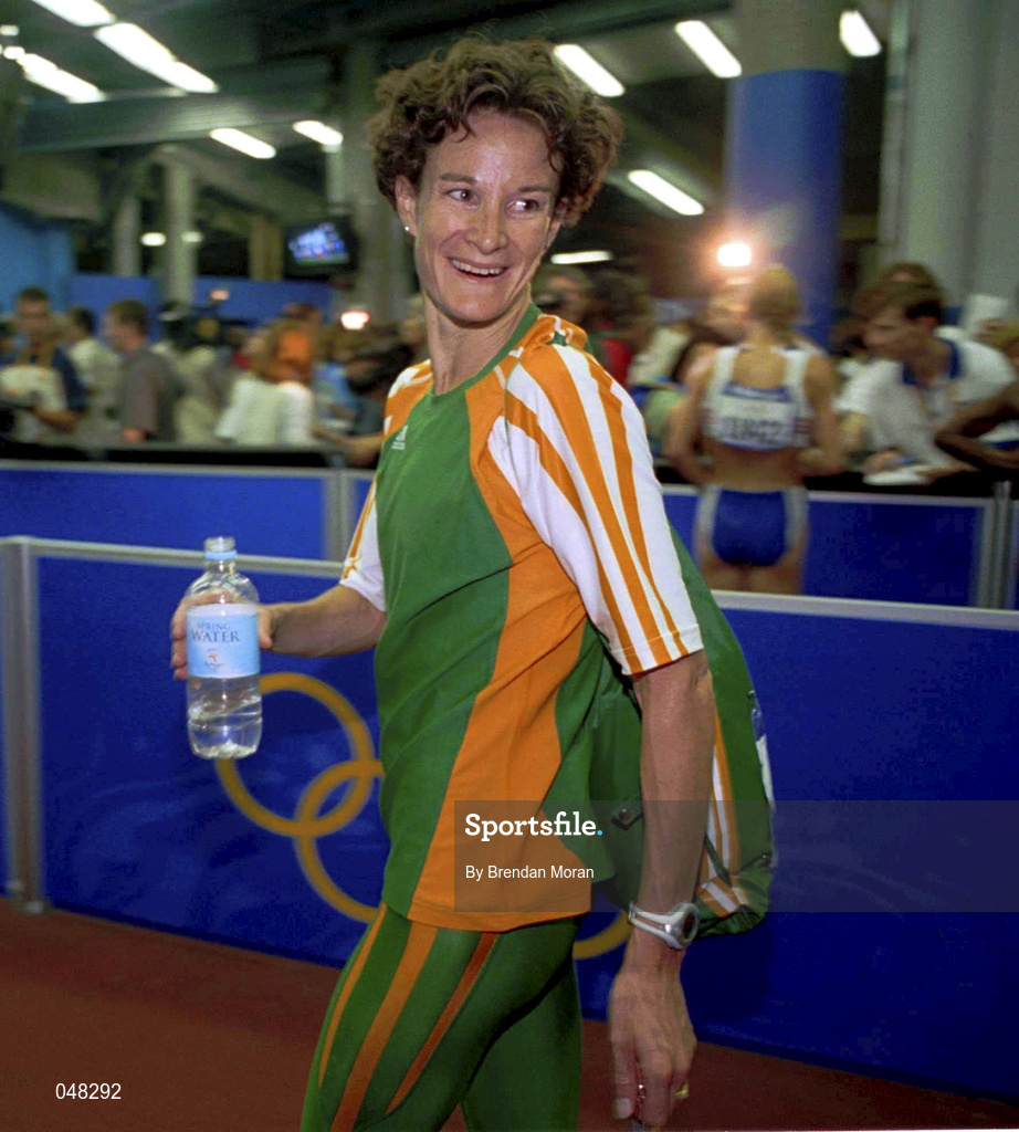 30 September 2000; Sonia O'Sullivan of Ireland after she finished 6th and set a new national record of 30:52.30 in the Women's 10,000m final race during day 16 of the 2000 Sydney Olympics in Sydney, Australia. Photo by Brendan Moran/Sportsfile