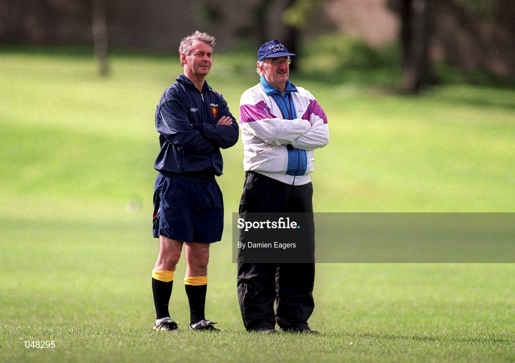 30 September 2000; Manager Brian McEniff, left, and selector Paddy Clarke during an Ireland International Rules squad training session at St Patrick's College in Dublin. Photo by Damien Eagers/Sportsfile