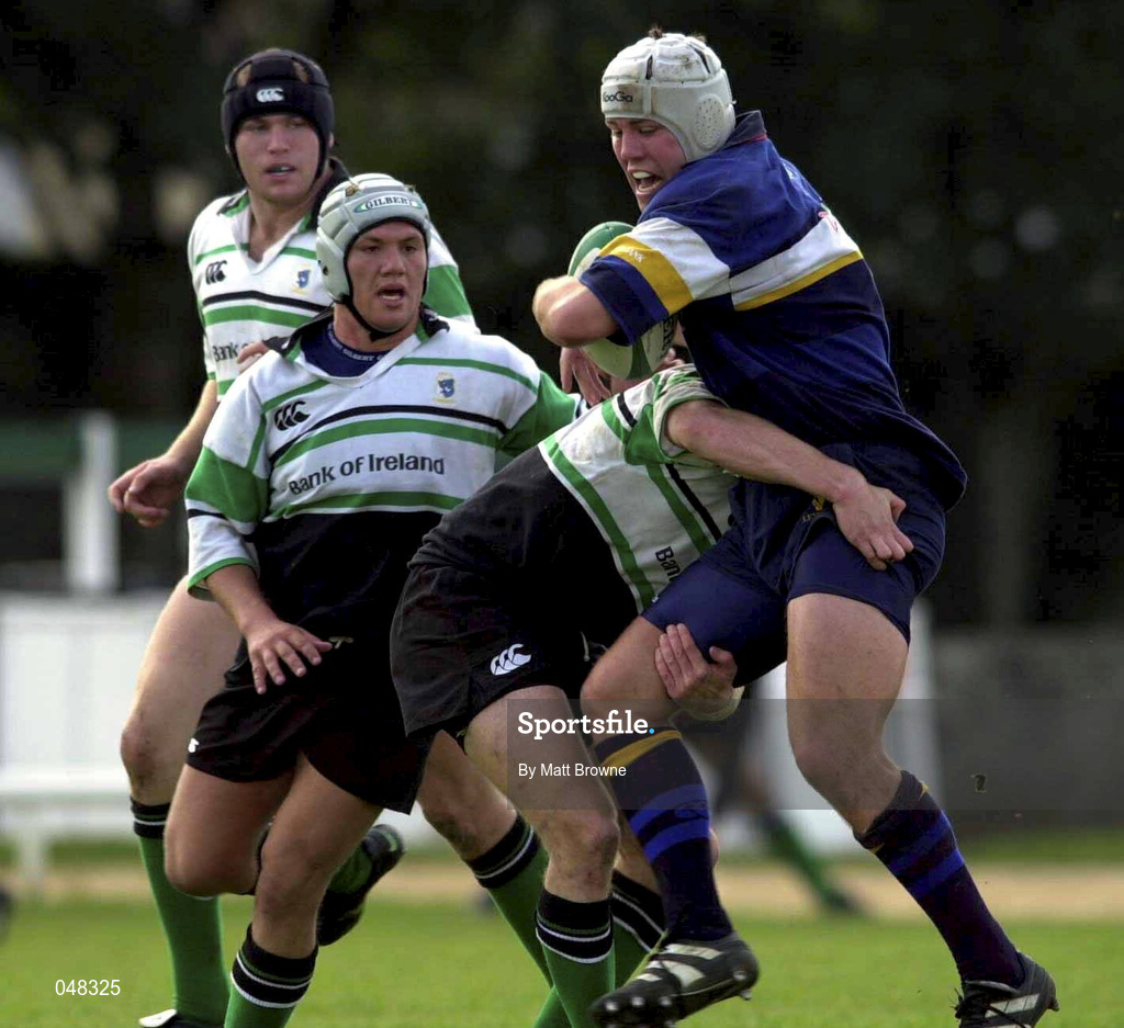 30 September 2000; Liam Toland of Leinster is tackled by Johnny O'Connor of Connacht during the Guinness Interprovincial Rugby championship match between Connacht and Leinster at the Sportsground in Galway. Photo by Matt Browne/Sportsfile