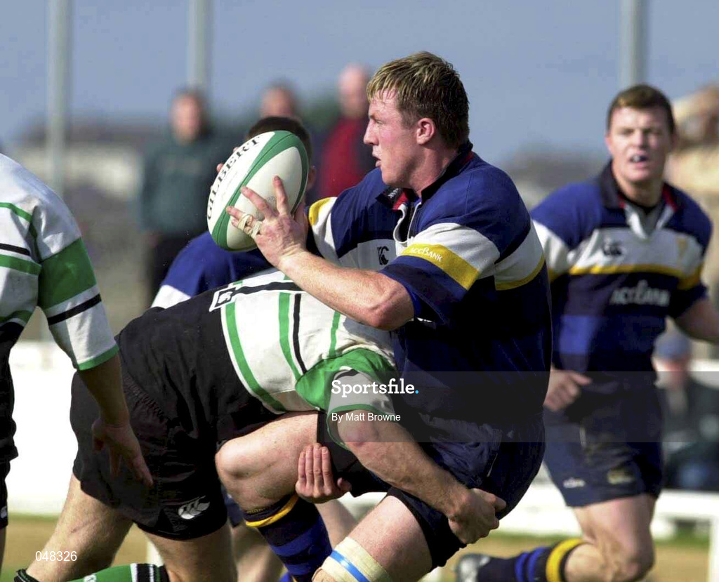 30 September 2000; Eric Miller of Leinster is tackled by Johnny O'Connor of Connacht during the Guinness Interprovincial Rugby championship match between Connacht and Leinster at the Sportsground in Galway. Photo by Matt Browne/Sportsfile