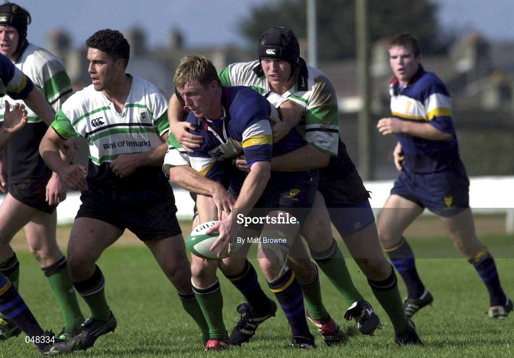 30 September 2000; Eric Miller of Leinster is tackled by Damien Browne of Connacht during the Guinness Interprovincial Rugby championship match between Connacht and Leinster at the Sportsground in Galway. Photo by Matt Browne/Sportsfile