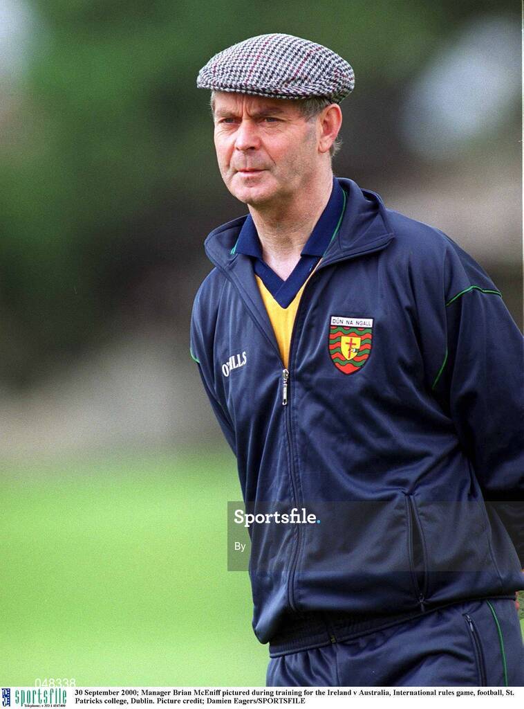 30 September 2000; Manager Brian McEniff pictured during training for the Ireland v Australia, International rules game, football, St. Patricks college, Dublin. Picture credit; Damien Eagers/SPORTSFILE