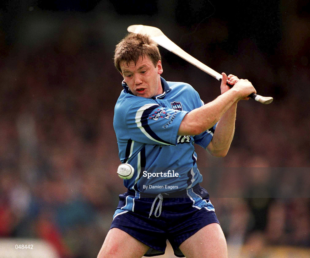 5 June 2000; Sean Duignan of Dublin during the Guinness Leinster Senior Hurling Championship Play-off replay match between Dublin and Laois at O'Connor Park in Tullamore, Offaly. Photo by Damien Eagers/Sportsfile