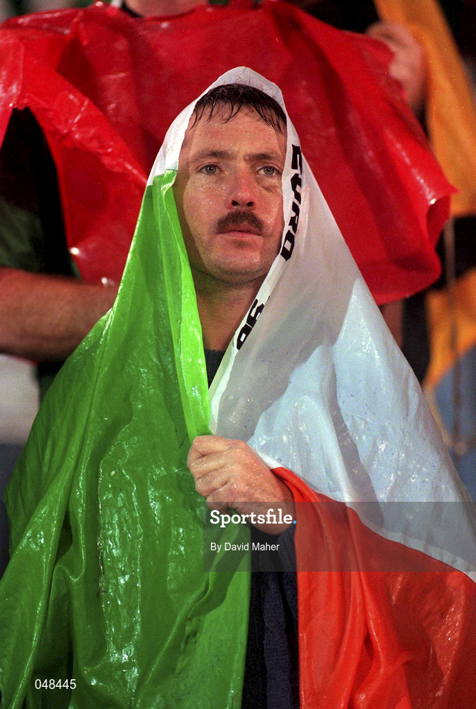 15 November 1995; A Republic of Ireland supporter during the UEFA EURO1996 Qualifier Group 6 match between Portugal and Republic of Ireland at the Estádio do SL Benfica in Lisbon, Portugal. Photo by David Maher/Sportsfile