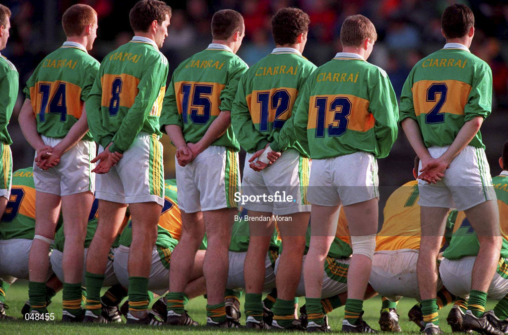30 October 1999; The Kerry team pose for their team photograph prior to the Church & General National Football League Division 1A Round 1 match between Cork and Kerry at Páirc Uí Rinn in Cork. Photo by Brendan Moran/Sportsfile
