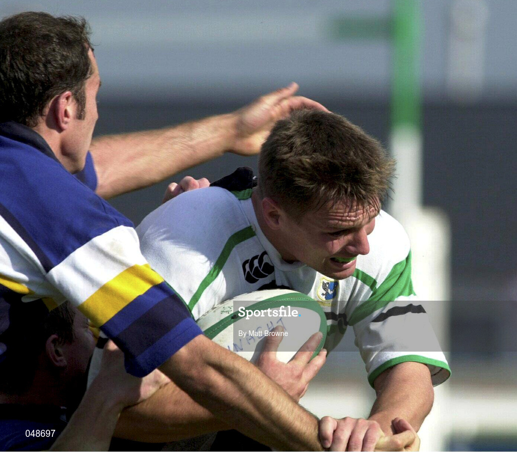 30 September 2000; Wayne Munn of Connacht is tackled by Girvan Dempsey of Leinster during the Guinness Interprovincial Rugby Championship match between Connacht and Leinster at the Sportsground in Galway. Photo by Matt Browne/Sportsfile