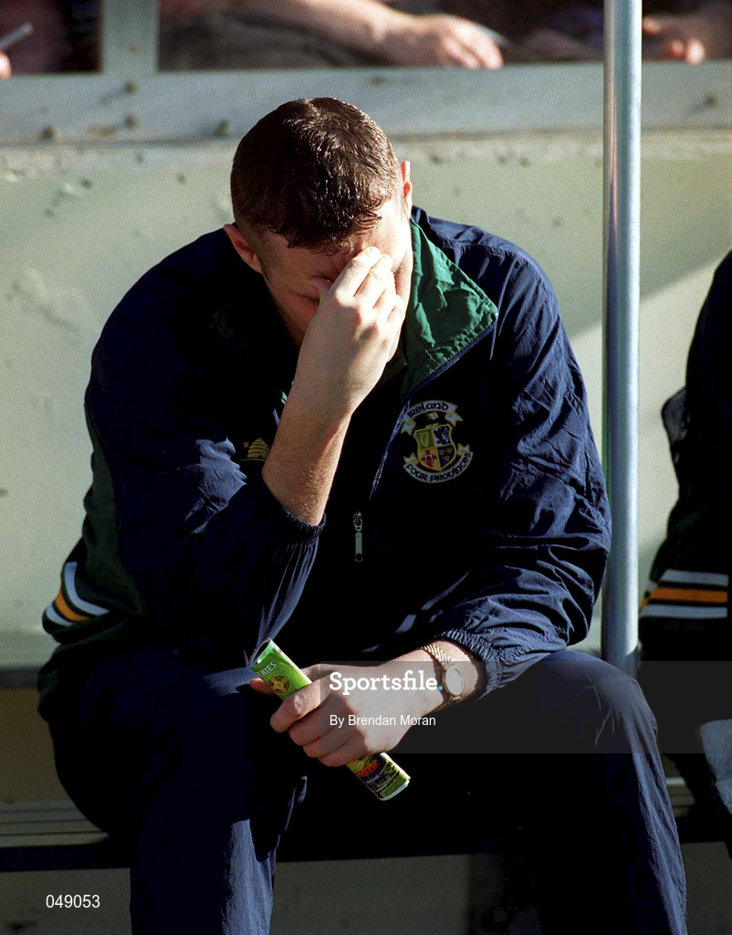 15 October 2000; Ciaran Whelan of Ireland looks on from the bench during the International Rules Series Second Test match between Ireland and Australia at Croke Park in Dublin. Photo by Brendan Moran/Sportsfile