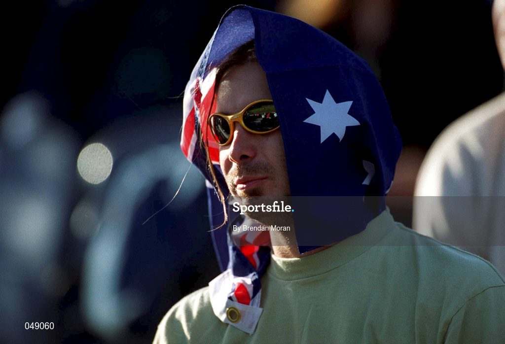 15 October 2000; An Australia fan looks on during the International Rules Series Second Test match between Ireland and Australia at Croke Park in Dublin. Photo by Brendan Moran/Sportsfile
