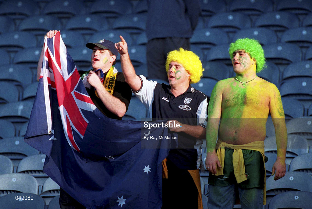 15 October 2000; Australia supporters during the International Rules Series Second Test match betewen Ireland and Australia at Croke Park in Dublin. Photo by Ray McManus/Sportsfile