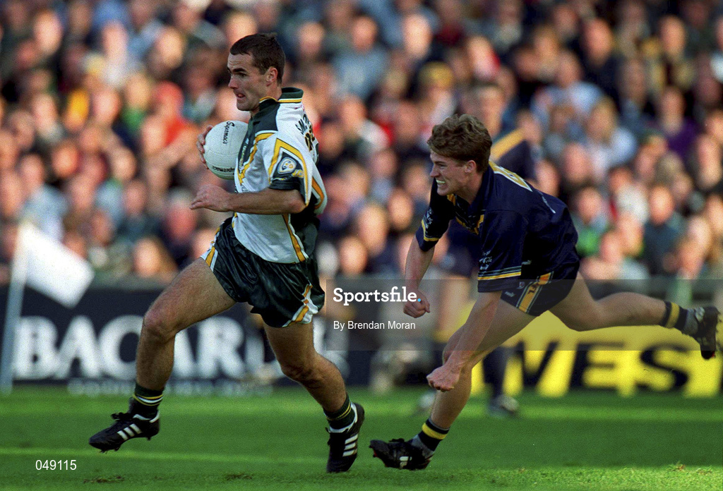 15 October 2000; Sean Martin Lockhart of Ireland in action against Luke Power of Australia during the International Rules Series Second Test match between Ireland and Australia at Croke Park in Dublin. Photo by Brendan Moran/Sportsfile