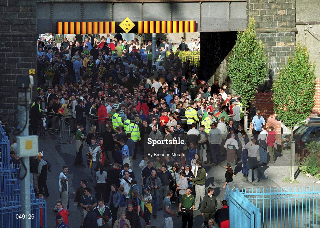 15 October 2000; Supporters make their way in prior to the International Rules Series Second Test match between Ireland and Australia at Croke Park in Dublin. Photo by Brendan Moran/Sportsfile *** Local Caption *** 15 October 2000; x in action against x during the International Rules Series Second Test match between Ireland and Australia at Croke Park in Dublin. Photo by Brendan Moran/Sportsfile
