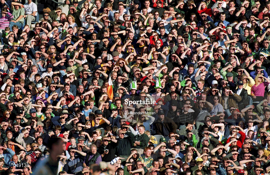 15 October 2000; Supporters on Hill 16 during the International Rules Series Second Test match between Ireland and Australia at Croke Park in Dublin. Photo by Brendan Moran/Sportsfile