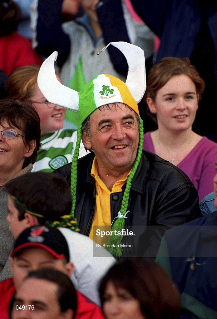 15 October 2000; An Ireland supporter during the International Rules Series Second Test match between Ireland and Australia at Croke Park in Dublin. Photo by Brendan Moran/Sportsfile