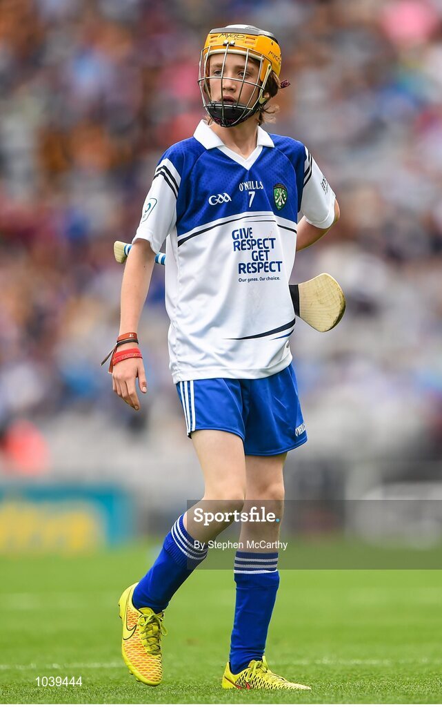 9 August 2015; Noah Coyne Tyrell, St Mary’s NS, Mullingar, Westmeath, representing Waterford, during the Cumann na mBunscol INTO Respect Exhibition Go Games 2015 at Kilkenny v Waterford - GAA Hurling All-Ireland Senior Championship Semi-Final. Croke Park, Dublin. Picture credit: Stephen McCarthy / SPORTSFILE