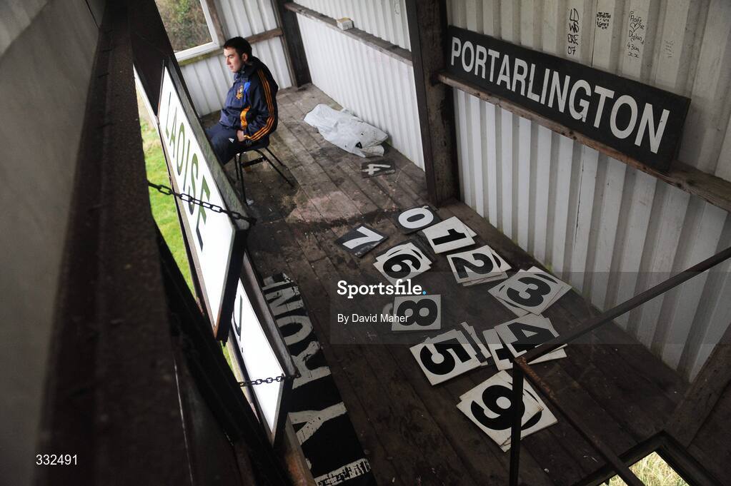 4 January 2009; Scorekeeper Peter Donnelly during the between. O'Byrne Cup, First Round, Laois v DCU, McCann Park, Portarlington, Co. Laois. Picture credit: David Maher / SPORTSFILE