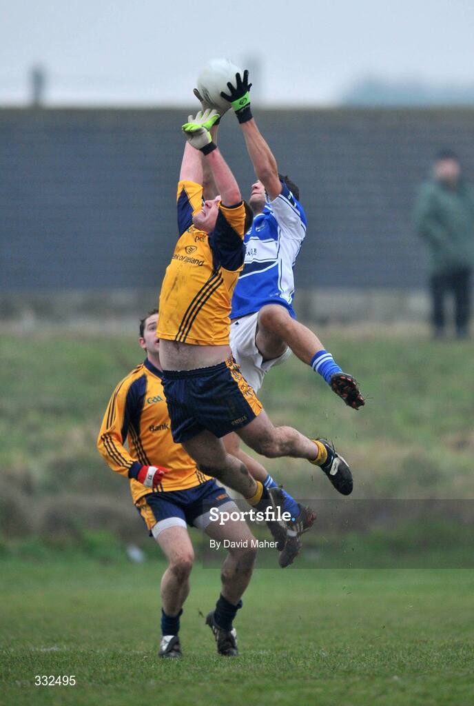 4 January 2009; Brendan Quigley, Laois, in action against Ray Cullivan, DCU. O'Byrne Cup, First Round, Laois v DCU, McCann Park, Portarlington, Co. Laois. Picture credit: David Maher / SPORTSFILE