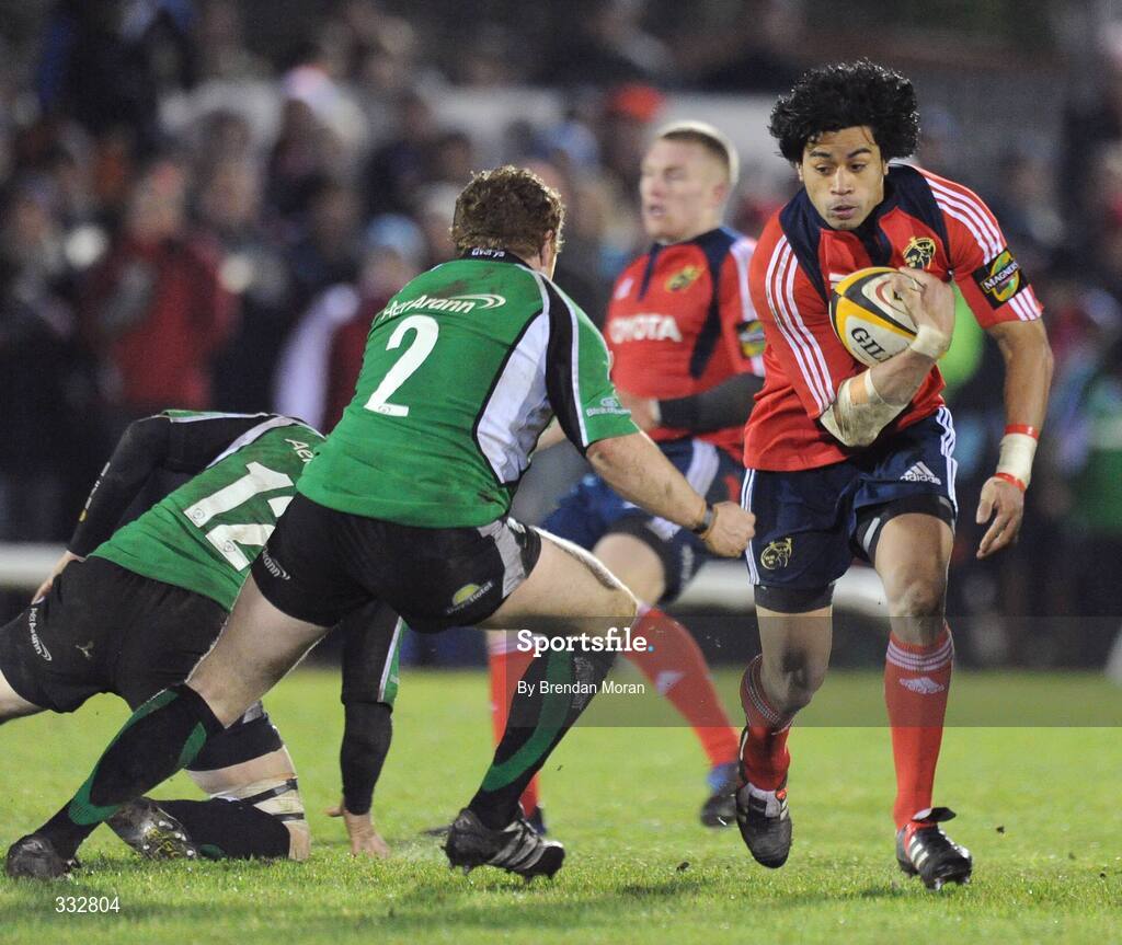 28 December 2008; Lifeimi Mafi, Munster, in action against Sean Cronin, Connacht. Magners League, Connacht v Munster, Sportsground, Galway. Picture credit: Brendan Moran / SPORTSFILE