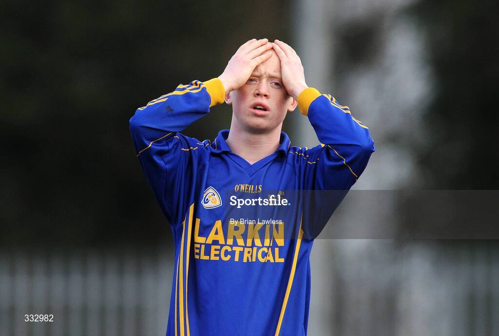9 January 2009; Scoil Dara's Declan Lyons after defeat. St. Declan's, Cabra v Scoil Dara, Kilcock, Leinster Schools Senior A Football Championship Qualifier Round 1, Russell Park, Blanchardstown, Dublin. Picture credit: Brian Lawless / SPORTSFILE