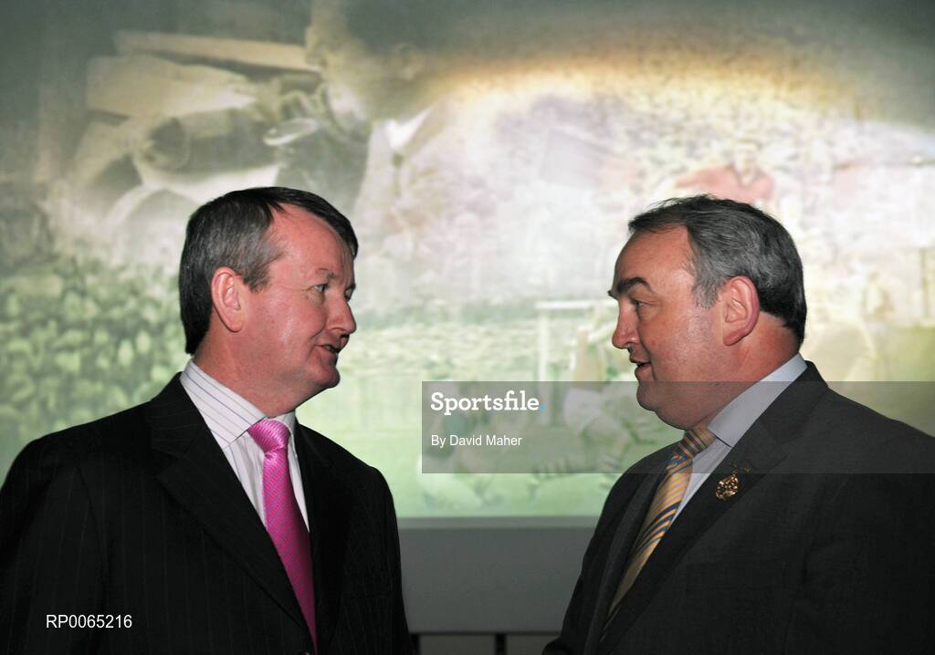 7 January 2009; Pol O Gallchoir, left, Chief Executive, TG4, with GAA President Nickey Brennan at the launch of TG4's history of the GAA documentary series. GAA Museum, Croke Park, Dublin. Picture credit: David Maher / SPORTSFILE