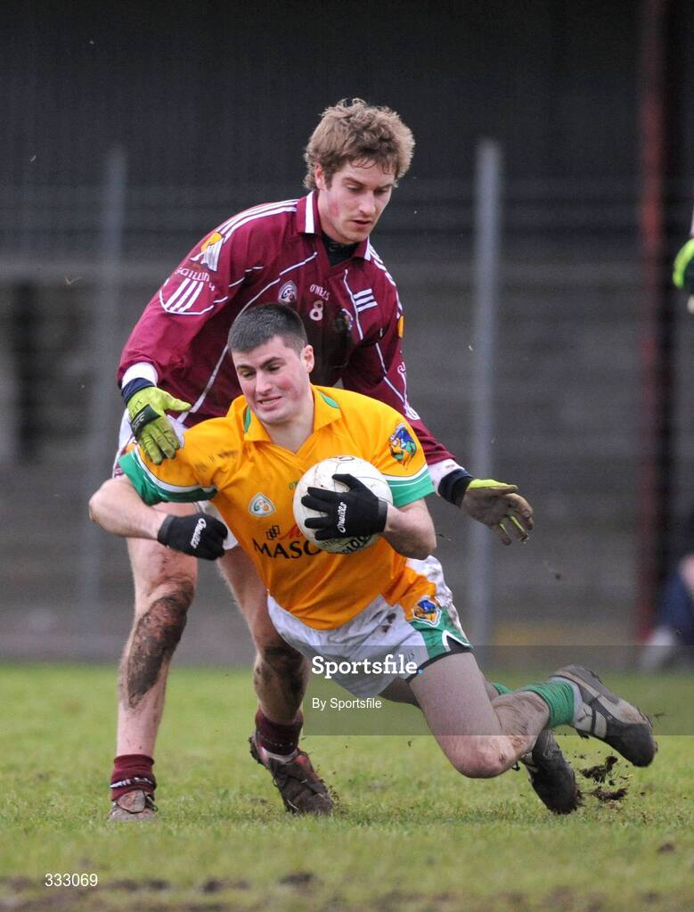10 January 2009; Ronan Gallagher, Leitrim, in action against Gary O'Donnell, Galway. FBD League Round 2, Galway v Leitrim, Duggan Park, Ballinasloe, Co. Galway. Photo by Sportsfile