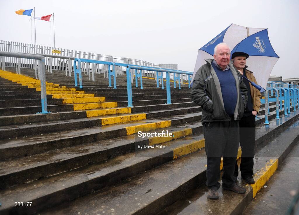 11 January 2009; Spectators Frank McDonagh, left, and Martin McArdle look on during the game. O'Byrne Cup Quarter-Final, Longford v Louth, Pearse Park, Longford. Picture credit: David Maher / SPORTSFILE