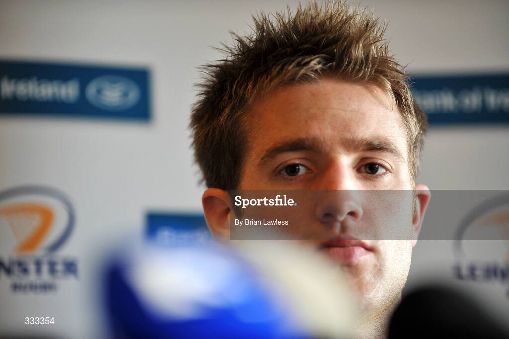 13 January 2009; Leinster's Luke Fitzgerald at a press conference ahead of their Heineken Cup Pool 2 match against London Wasps. Bective Rangers Clubhouse, Donnybrook, Dublin. Picture credit: Brian Lawless / SPORTSFILE