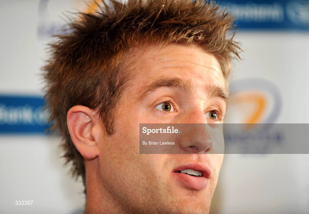13 January 2009; Leinster's Luke Fitzgerald at a press conference ahead of their Heineken Cup Pool 2 match against London Wasps. Bective Rangers Clubhouse, Donnybrook, Dublin. Picture credit: Brian Lawless / SPORTSFILE
