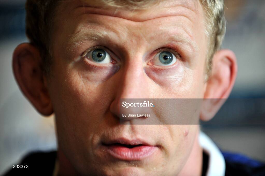 13 January 2009; Leinster's Leo Cullen at a press conference ahead of their Heineken Cup Pool 2 match against London Wasps. Bective Rangers Clubhouse, Donnybrook, Dublin. Picture credit: Brian Lawless / SPORTSFILE