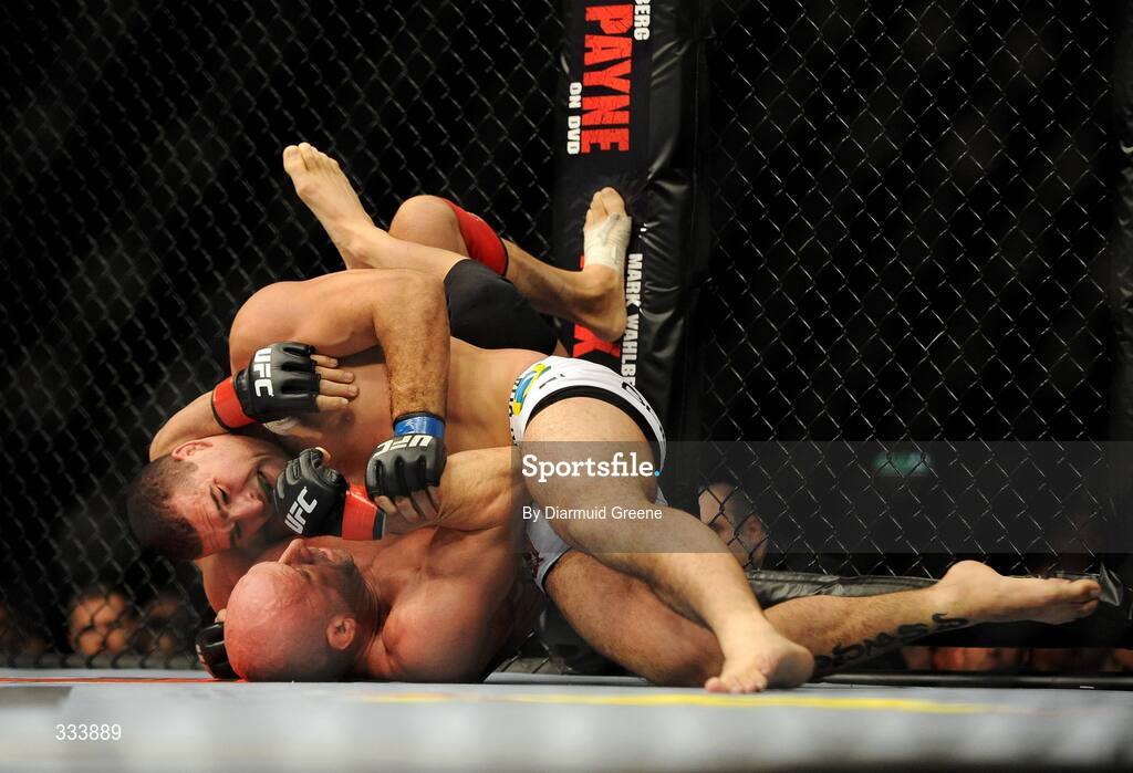 17 January 2009; Mark "The Hammer" Coleman in action against Mauricio "Shogun" Rua during their light heavyweight bout. UFC 93, Ultimate Fighting Championship, The O2, Dublin. Picture credit: Diarmuid Greene / SPORTSFILE